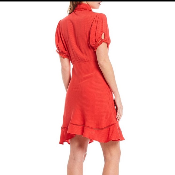 Free people puff sleeves Red Mini Dress - Picture 4 of 7